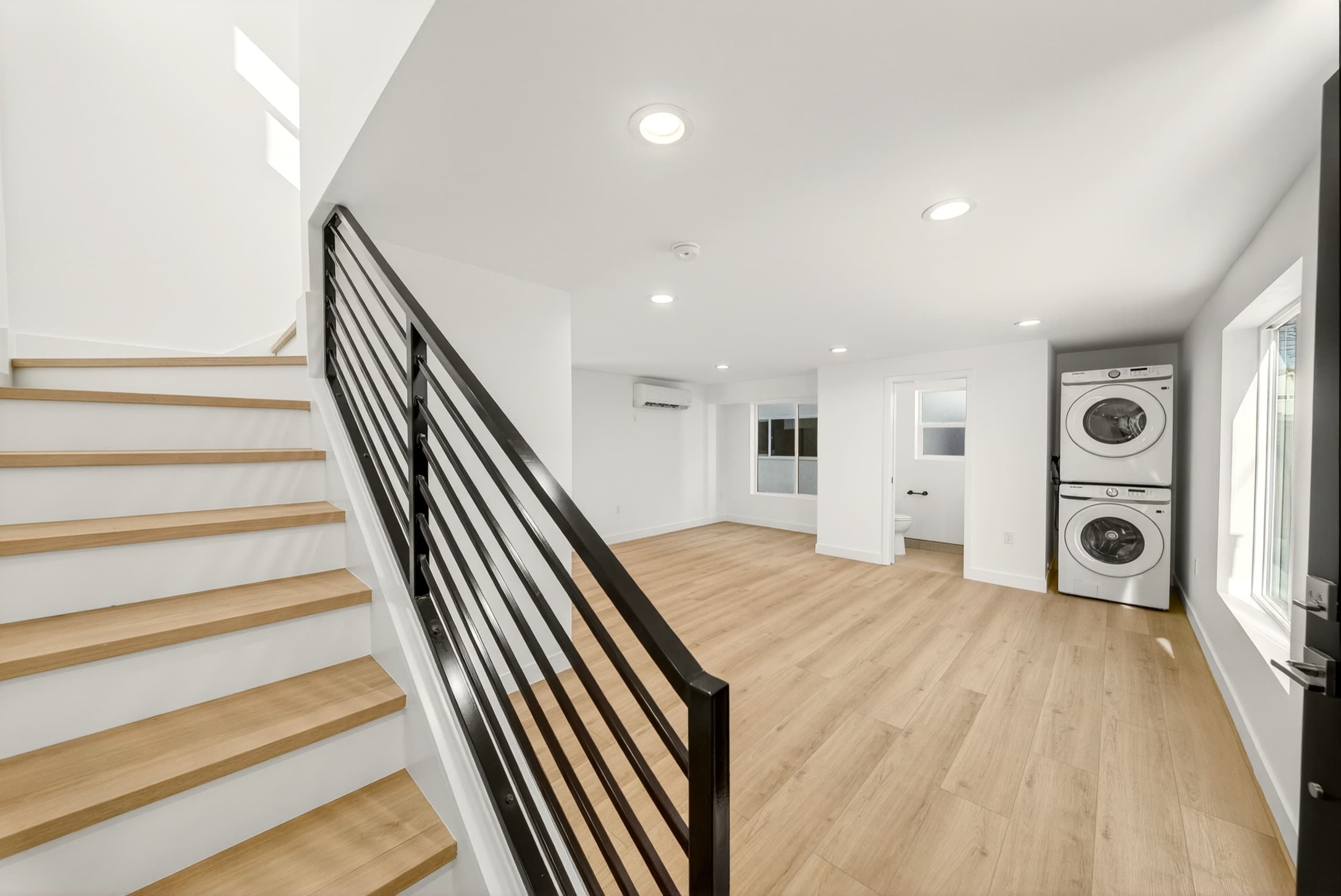 Open stair and ground-floor common area